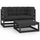 3 Piece Garden Lounge Set with Cushions Solid Wood Pine