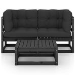 3 Piece Garden Lounge Set with Cushions Solid Wood Pine
