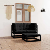 3 Piece Garden Lounge Set with Cushions Solid Wood Pine