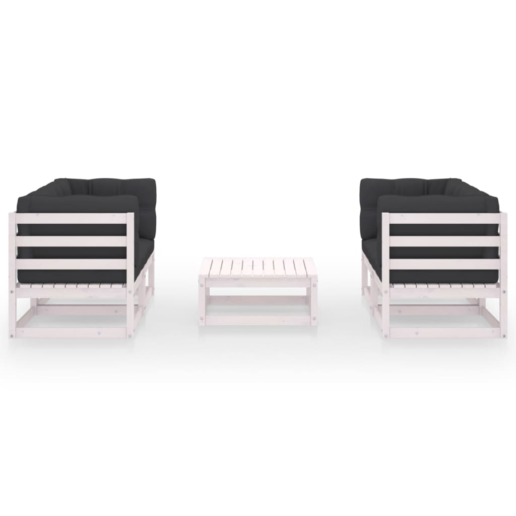 5 Piece Garden Lounge Set with Cushions Solid Pinewood