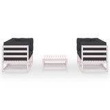 5 Piece Garden Lounge Set with Cushions Solid Pinewood - Side View