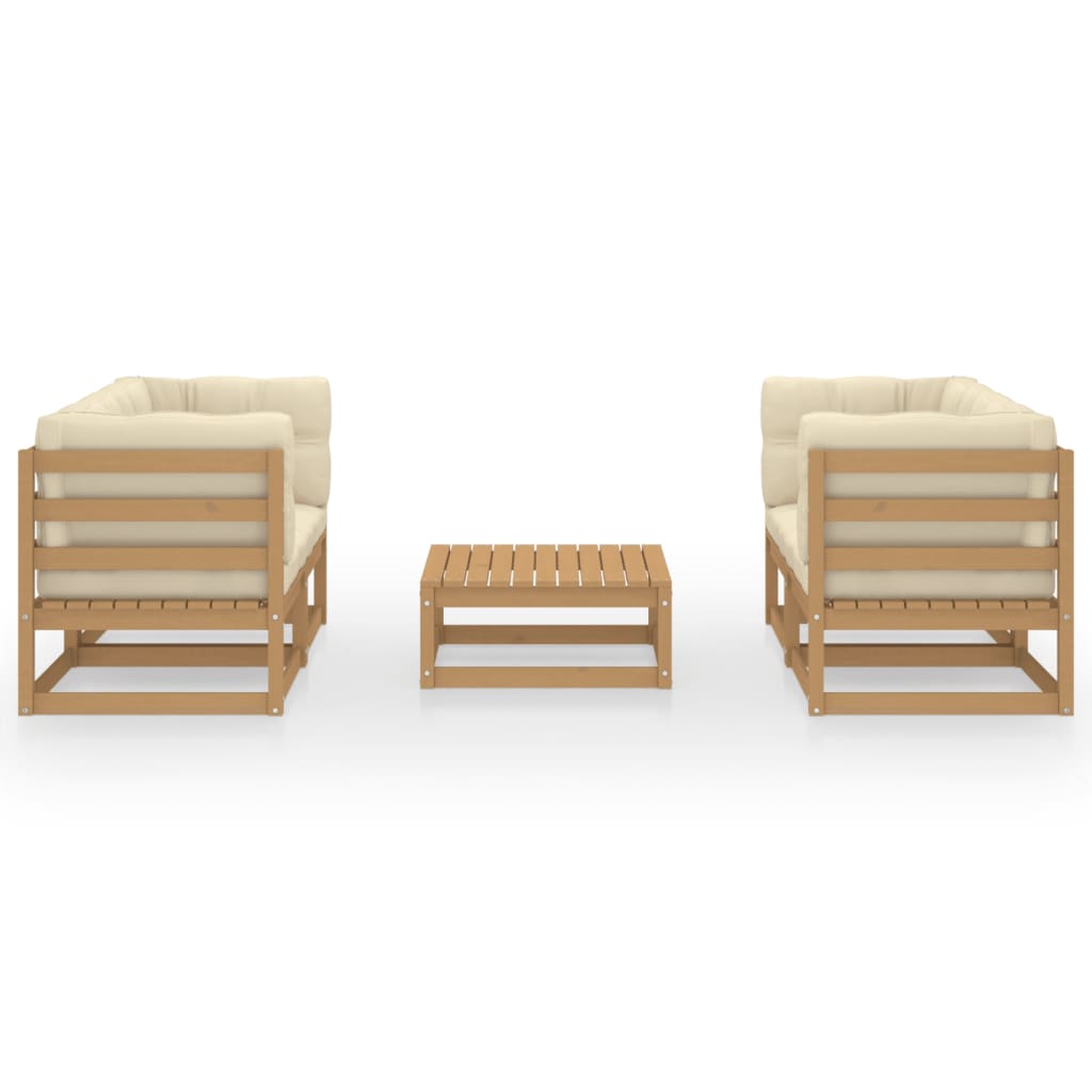 5 Piece Garden Lounge Set with Cushions Solid Pinewood