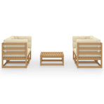 5 Piece Garden Lounge Set with Cushions Solid Wood Pine