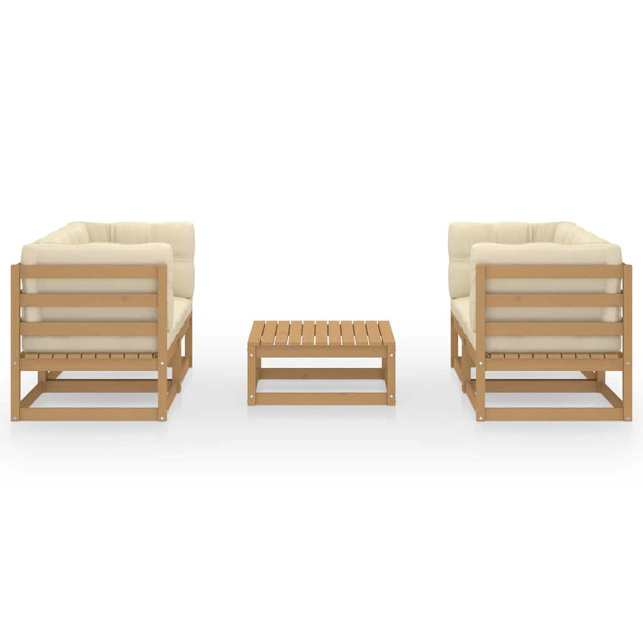 5 Piece Garden Lounge Set with Cushions Solid Wood Pine