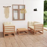 5 Piece Garden Lounge Set with Cushions Solid Pinewood