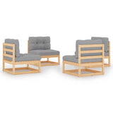 4 Piece Garden Lounge Set with Cushions Solid Pinewood - Front View