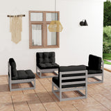 4 Piece Garden Lounge Set with Cushions Solid Pinewood
