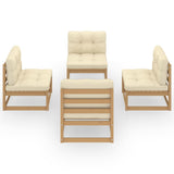 4 Piece Garden Lounge Set with Cushions Solid Pinewood - Side View