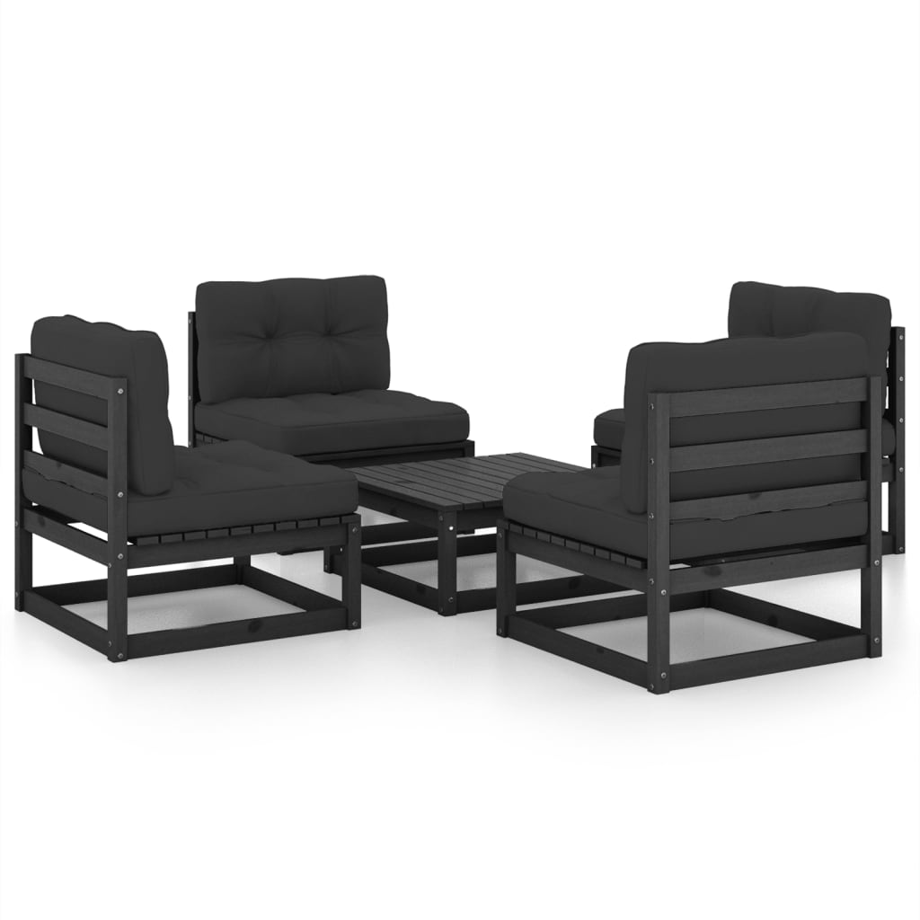 5 Piece Garden Lounge Set with Cushions Solid Pinewood