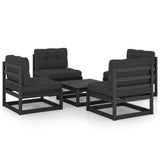 5 Piece Garden Lounge Set with Cushions Solid Pinewood - Front View