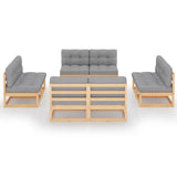 8 Piece Garden Lounge Set with Cushions Solid Pinewood - Side View