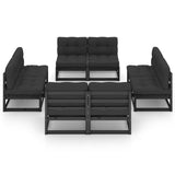 8 Piece Garden Lounge Set with Cushions Solid Wood Pine