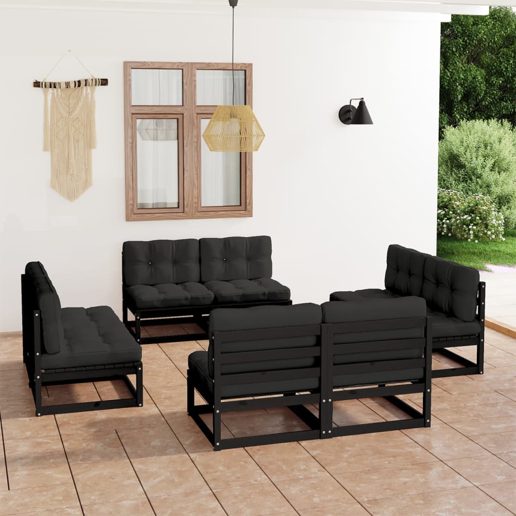 8 Piece Garden Lounge Set with Cushions Solid Wood Pine