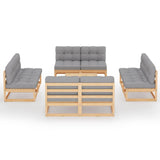9 Piece Garden Lounge Set with Cushions Solid Pinewood - Side View