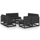 9 Piece Garden Lounge Set with Cushions Solid Wood Pine - Front View