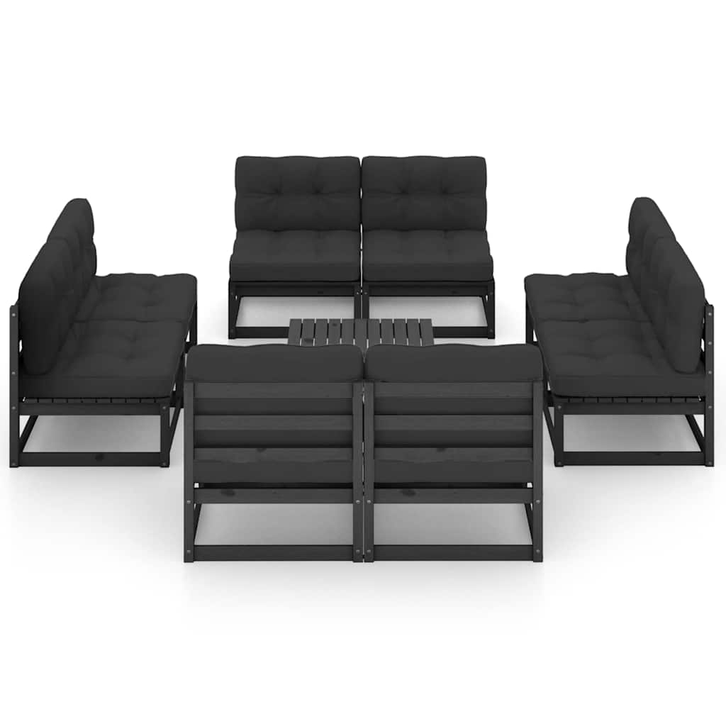 9 Piece Garden Lounge Set with Cushions Solid Wood Pine