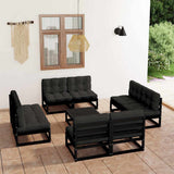 9 Piece Garden Lounge Set with Cushions Solid Wood Pine
