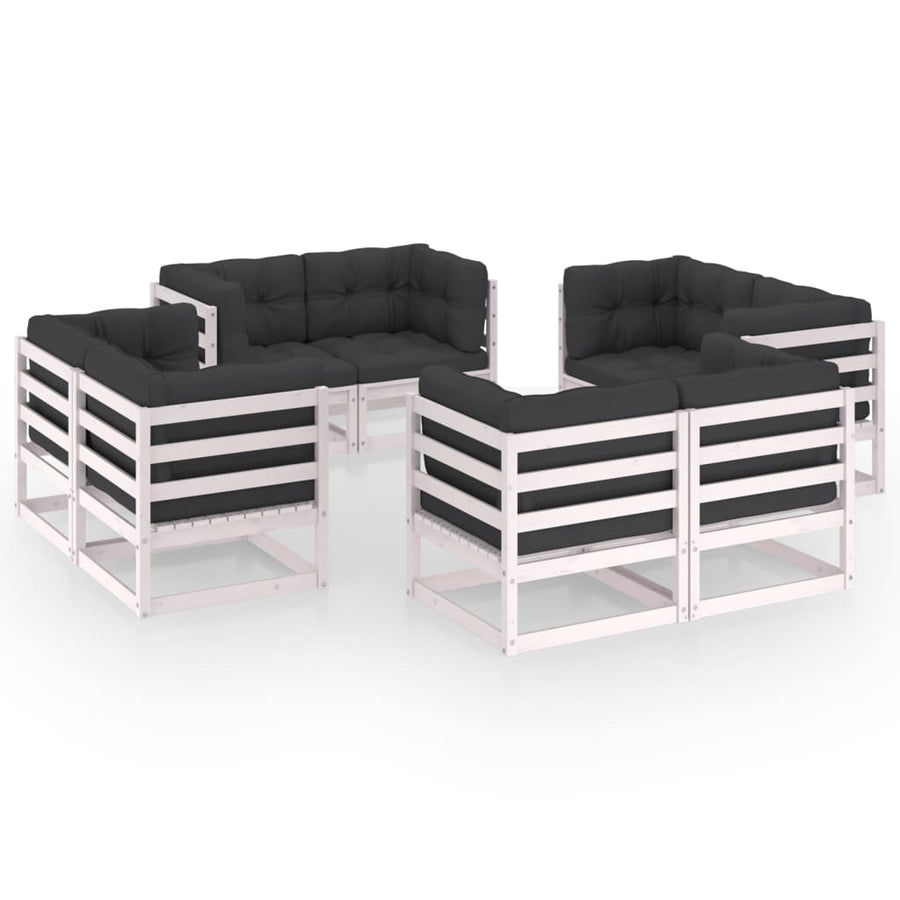 8 Piece Garden Lounge Set with Cushions Solid Wood Pine