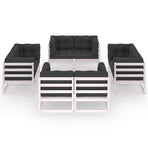8 Piece Garden Lounge Set with Cushions Solid Wood Pine