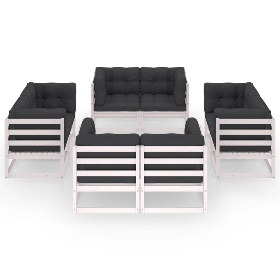 8 Piece Garden Lounge Set with Cushions Solid Wood Pine