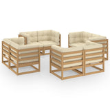 8 Piece Garden Lounge Set with Cushions Solid Wood Pine