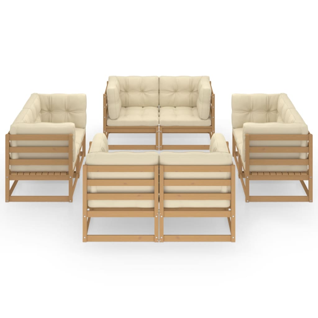 8 Piece Garden Lounge Set with Cushions Solid Wood Pine