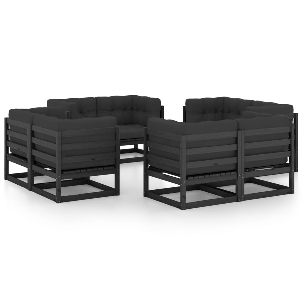 8 Piece Garden Lounge Set with Cushions Solid Wood Pine
