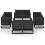 8 Piece Garden Lounge Set with Cushions Solid Wood Pine