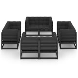 8 Piece Garden Lounge Set with Cushions Solid Pinewood - Front View
