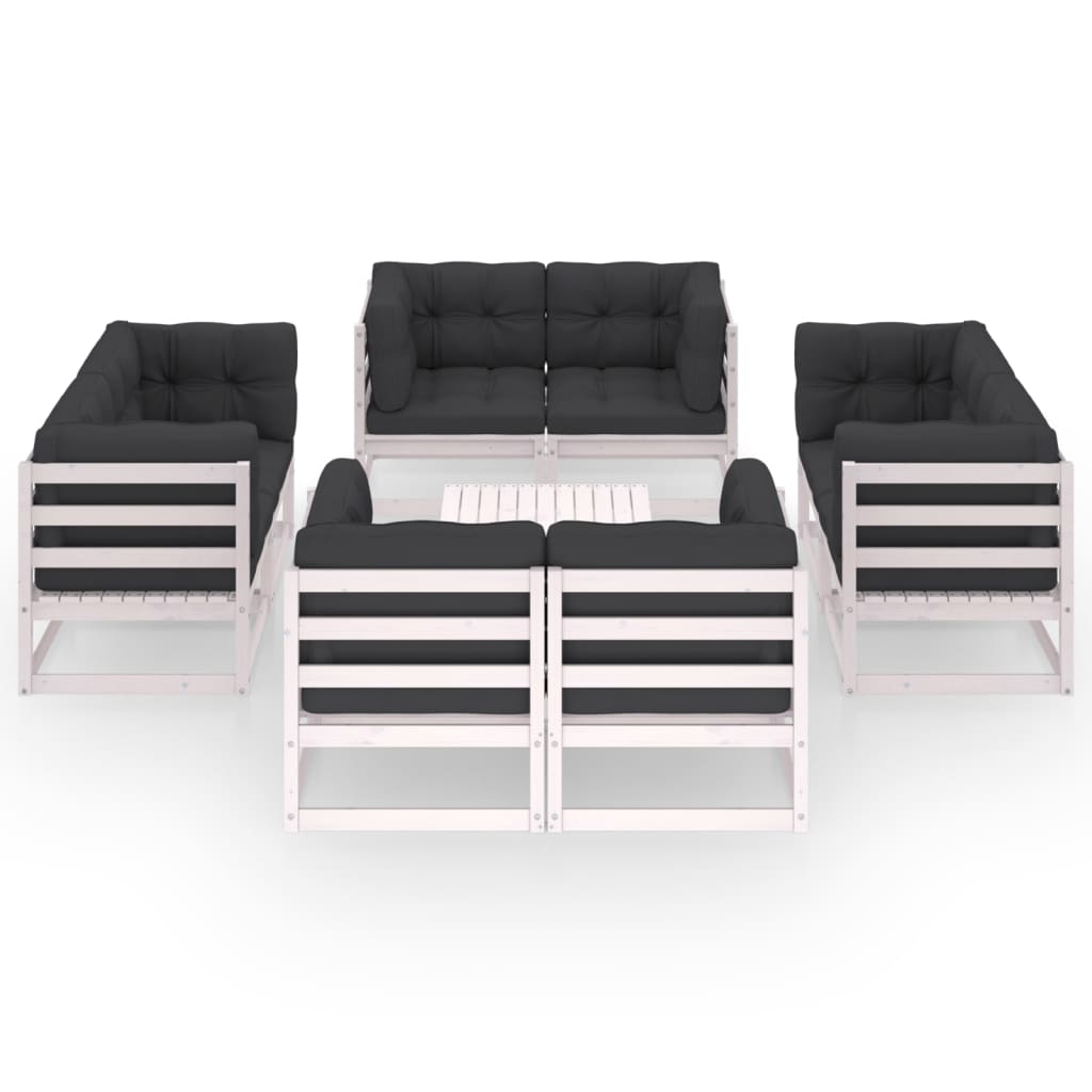 9 Piece Garden Lounge Set with Cushions Solid Pinewood