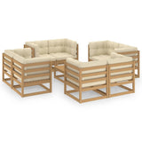 9 Piece Garden Lounge Set with Cushions Solid Pinewood