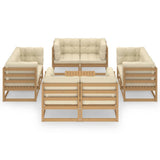9 Piece Garden Lounge Set with Cushions Solid Pinewood