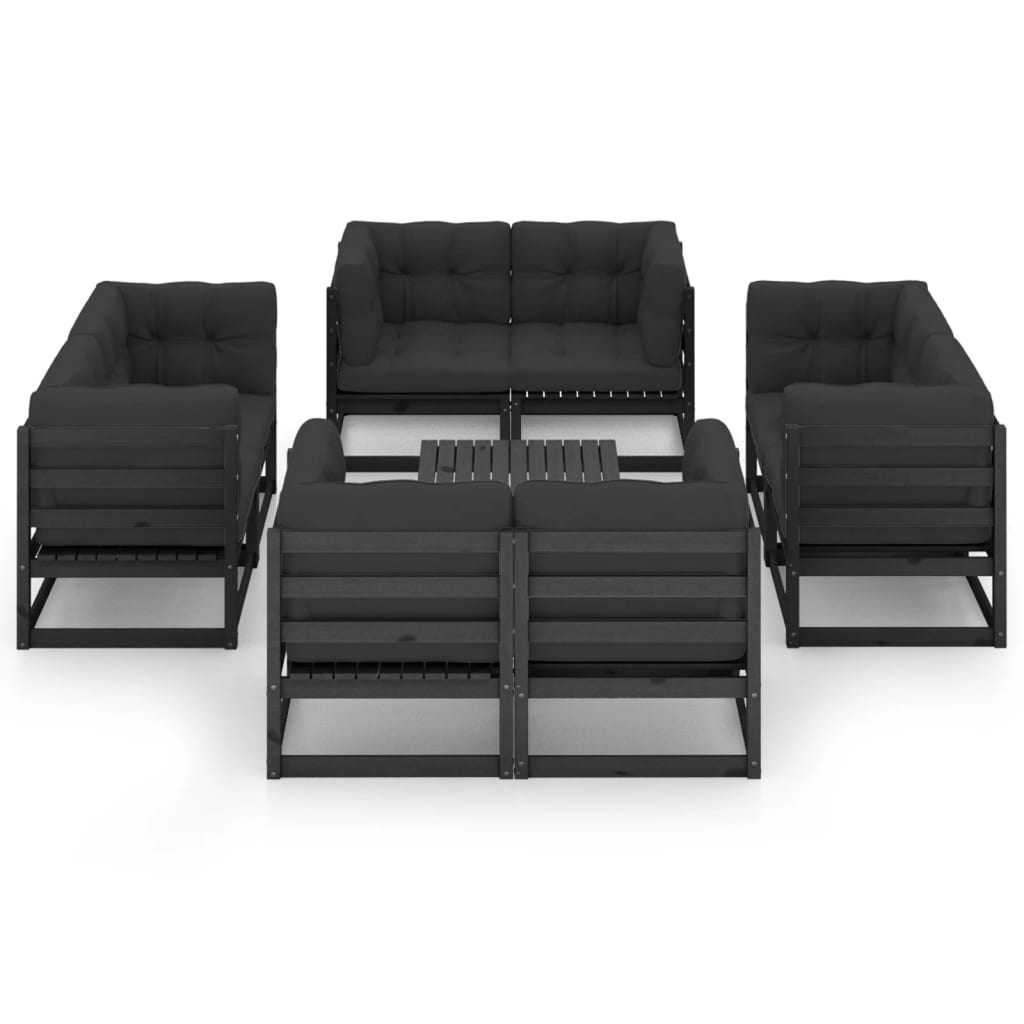 9 Piece Garden Lounge Set with Cushions Solid Pinewood