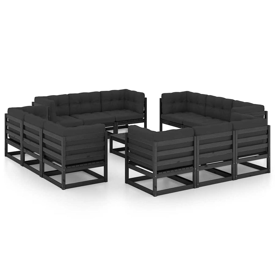 13 Piece Garden Lounge Set with Cushions Solid Wood Pine