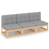 3-Seater Sofa with Cushions Solid Pinewood - Front View