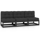 3-Seater Sofa with Cushions Solid Wood Pine