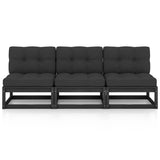 3-Seater Sofa with Cushions Solid Wood Pine
