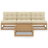 4 Piece Garden Lounge Set with Cushions Solid Pinewood - Front View