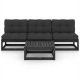 4 Piece Garden Lounge Set with Cushions Solid Pinewood