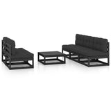 6 Piece Garden Lounge Set with Cushions Solid Pinewood