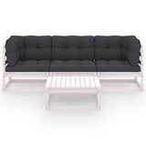 4 Piece Garden Lounge Set with Cushions Solid Pinewood - Front View