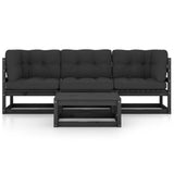4 Piece Garden Lounge Set with Cushions Solid Wood Pine