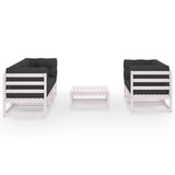 6 Piece Garden Lounge Set with Cushions Solid Pinewood - Front View