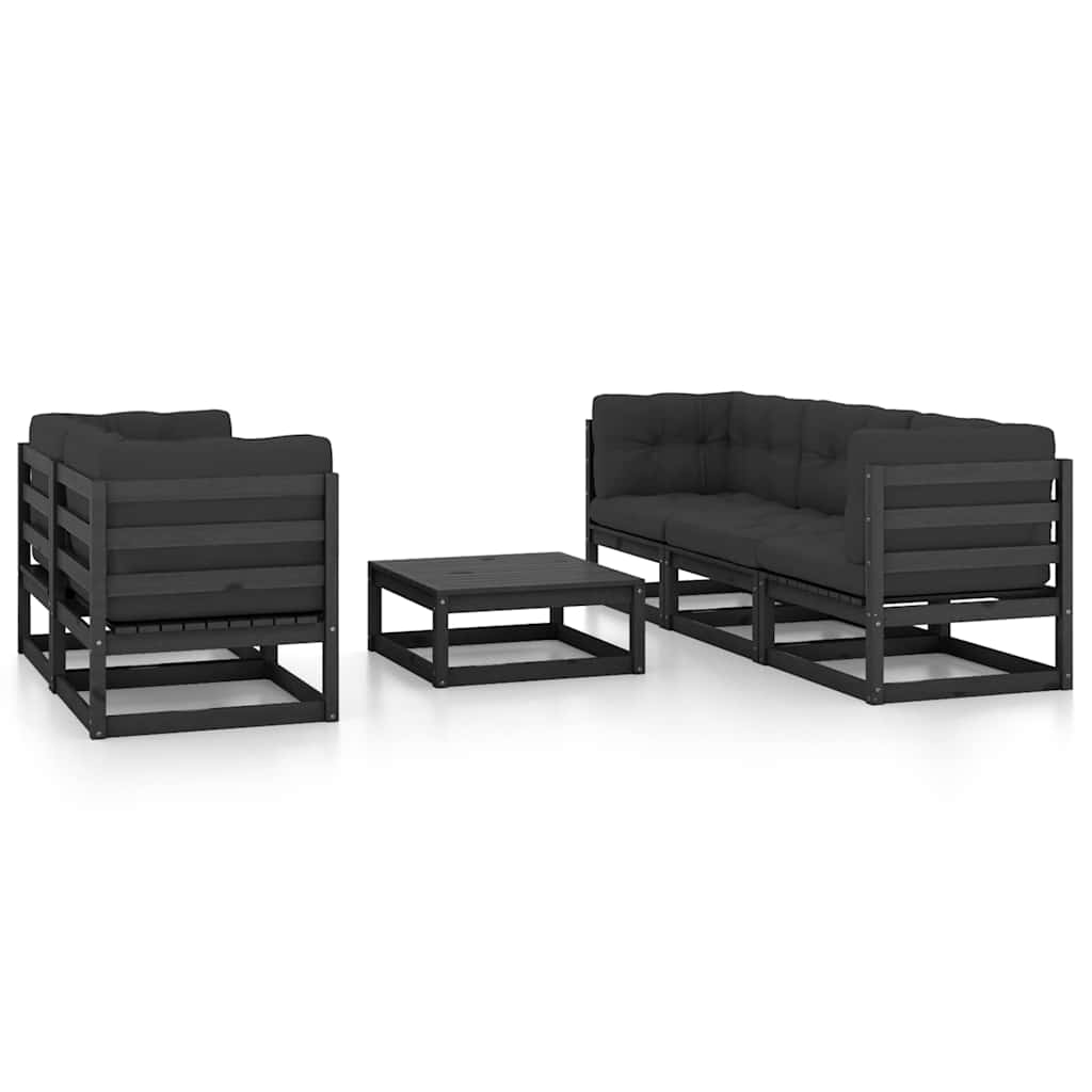 6 Piece Garden Lounge Set with Cushions Solid Wood Pine