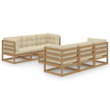 7 Piece Garden Lounge Set with Cushions Solid Pinewood