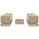 7 Piece Garden Lounge Set with Cushions Solid Pinewood - Front View