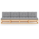 4-Seater Sofa with Cushions Solid Pinewood - Front View