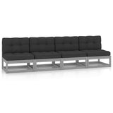 4-Seater Garden Sofa with Cushions Solid Wood Pine
