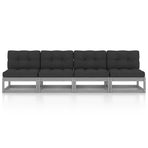 4-Seater Garden Sofa with Cushions Solid Wood Pine