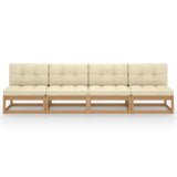 4-Seater Garden Sofa with Cushions Solid Pinewood - Front View